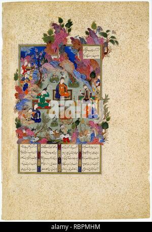 "Festa di Sada', folio 22v dal Shahnama (Libro dei Re) di Shah Tahmasp Foto Stock