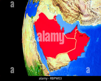 Paesi CCASG dallo spazio sul modello realistico del pianeta Terra con i confini e dettagliata pianeta superficie. 3D'illustrazione. Gli elementi di questo imag Foto Stock