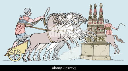 Impero Romano. Roman chariot racing. Incisione del XIX secolo. Foto Stock