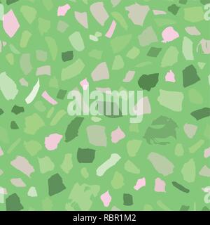 Una texture di terrazzo piastrella senza soluzione di continuità con i ciottoli di pietra. Abstract sfondo vettoriale. Illustrazione Vettoriale