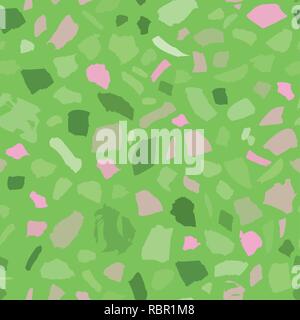 Una texture di terrazzo piastrella senza soluzione di continuità con i ciottoli di pietra. Abstract sfondo vettoriale. Illustrazione Vettoriale