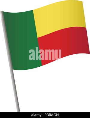 Benin icona bandiera. Bandiera nazionale del Benin su un palo illustrazione vettoriale. Illustrazione Vettoriale