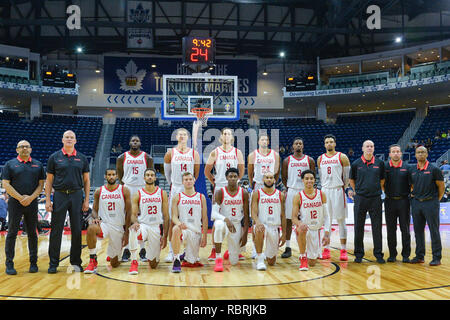 Canada team visto durante il Canada la squadra nazionale vs Repubblica Dominicana squadra nazionale di pallacanestro FIBA World Cup 2019 qualificatori di Ricoh Arena del Colosseo. Il Canada ha vinto 97-61 Foto Stock