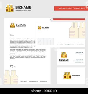 Giubbotto di salvataggio Business la carta intestata, la busta e il biglietto da visita Design template vettoriale Illustrazione Vettoriale