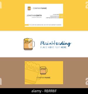 Bellissimo il Logo di birra e business card. Design verticale vettore Illustrazione Vettoriale