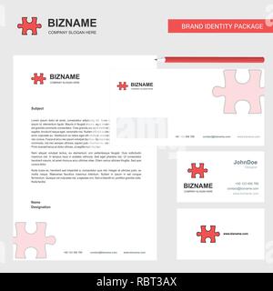 Pezzo di puzzle Business la carta intestata, la busta e il biglietto da visita Design template vettoriale Illustrazione Vettoriale