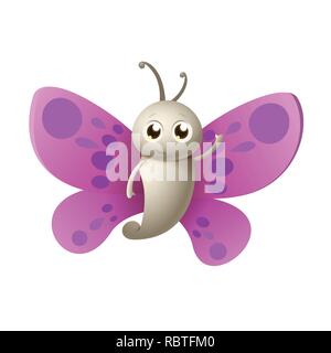 Carino felice Butterfly sorriso e wave - illustrazione vettoriale Illustrazione Vettoriale