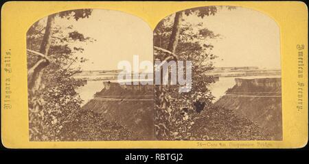 -Gruppo di 3 Stereografia vedute di ponti e linee ferroviarie a Niagara- Foto Stock