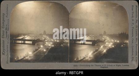 -Gruppo di 5 Stereografia vedute del fiume Tamigi di notte, Londra, Inghilterra- Foto Stock