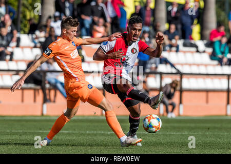 Marbella, Spagna. Xii gen, 2019. MARBELLA - 12-01-2019, olandese Eredivisie calcio stagione 2018/2019. Feyenoord player Renato Tapia durante il match Feyenoord - Karlsruher SC. Credito: Pro scatti/Alamy Live News Foto Stock