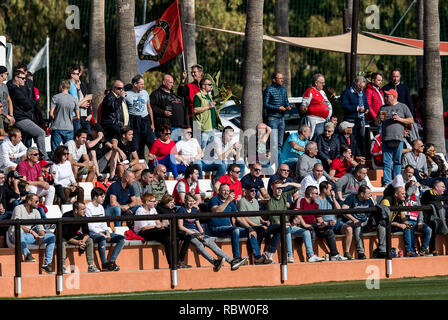 Marbella, Spagna. Xii gen, 2019. MARBELLA - 12-01-2019, olandese Eredivisie calcio stagione 2018/2019. tifosi sulle tribune dello stadio durante la partita Feyenoord - Karlsruher SC. Credito: Pro scatti/Alamy Live News Foto Stock