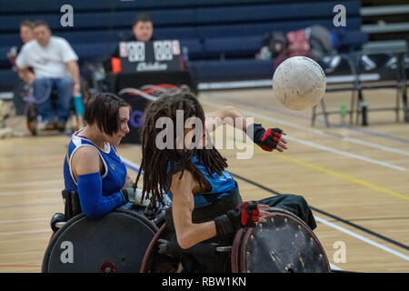 Brentwood, Essex, 12 gennaio 2019 la Gran Bretagna Rugby in carrozzina divisione 3 credito di concorrenza Ian Davidson/Alamy Live News Foto Stock