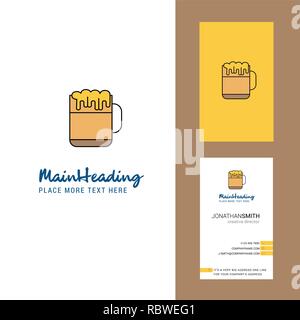 La birra logo creativo e business card. Design verticale vettore Illustrazione Vettoriale