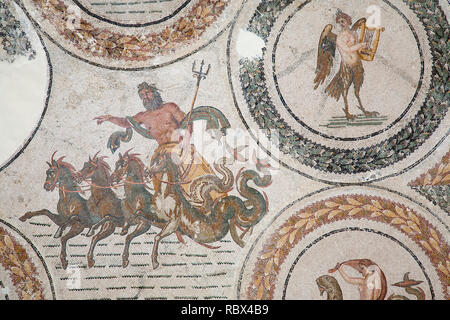 Il mosaico, il trionfo di Nettuno, Bardo Museo Nazionale, Tunisi, Tunisia, Africa Foto Stock