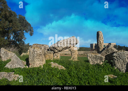 Le rovine di un tempio megalitico di Malta Foto Stock