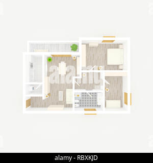 3D Interni rendering illustrazione di arredato appartamento home Foto Stock