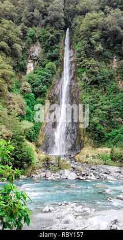 Thunder Creek Falls, Nuova Zelanda, Sud Isola, NZ Foto Stock