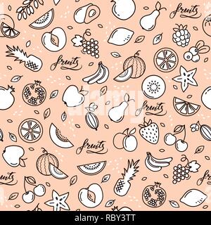 Sfondo senza giunture, pattern con frutti Illustrazione Vettoriale