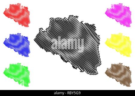 Divisione di Rajshahi (divisioni amministrative del Bangladesh) mappa illustrazione vettoriale, scribble schizzo Rajshahi mappa Illustrazione Vettoriale