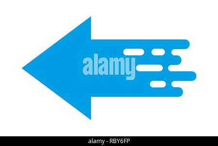 Freccia lineare nel design piatto. Illustrazione Vettoriale. Freccia blu su sfondo bianco Illustrazione Vettoriale