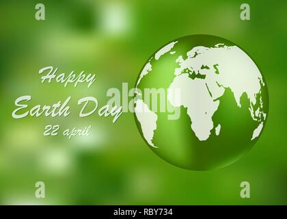 Felice Giornata della Terra, biglietto di auguri. Illustrazione Vettoriale. La giornata della terra, 22 aprile, banner con scritte e con globo Illustrazione Vettoriale