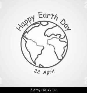 Felice Giornata della Terra, banner con globo e scritte. Illustrazione Vettoriale. Biglietto di auguri per la giornata della terra, 22 aprile, Illustrazione Vettoriale