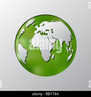 Green Globe messa a terra isolata. Illustrazione Vettoriale. Concetto di ecologia Illustrazione Vettoriale