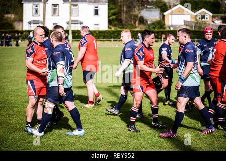 BLAINA, Wales, Regno Unito -15 APRILE 2017: Blaina vs Tredegar partita di rugby WRU Championship League a Cwmcellyn Park Foto Stock