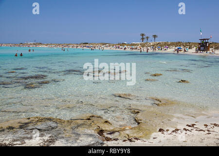 Ses Illetes a Formentera è una vera e propria spiaggia paradiso in Spagna. Foto Stock