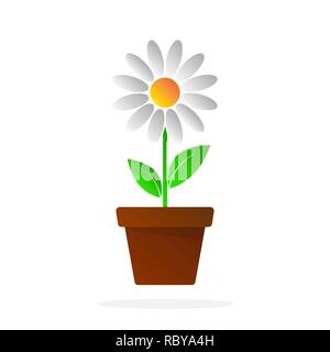 Vaso di fiori e la relativa icona. Illustrazione Vettoriale. Segno di fiore su sfondo bianco. Illustrazione Vettoriale