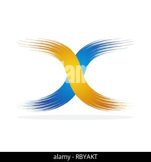 Disegnate la lettera X. Illustrazione Vettoriale. Grunge colorata x letter, isolato Illustrazione Vettoriale