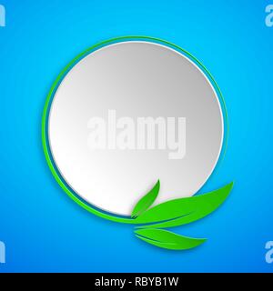 Carta rotondo banner con foglie. Illustrazione Vettoriale. Concetto di ecologia Illustrazione Vettoriale