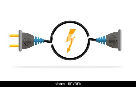 Filo di spina e presa icona. Illustrazione Vettoriale. Connettore maschio, femmina e cavo arrotondato Illustrazione Vettoriale