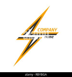L'icona di un fulmine come logo della società in design piatto. Illustrazione Vettoriale. Lampo nero icona isolato Illustrazione Vettoriale