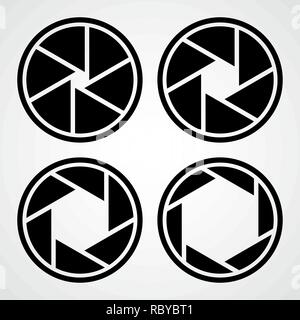 Set di icone di apertura. Illustrazione Vettoriale. Icona Focus. Icona fotocamera isolato Illustrazione Vettoriale