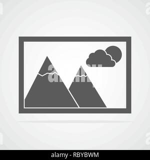 Icona Foto. Illustrazione Vettoriale. Grigio icona immagine isolata Illustrazione Vettoriale