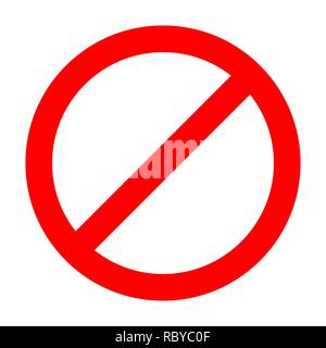 Rosso non è consentito firmare. Illustrazione Vettoriale. Avviso di arresto o avvertimento segno, isolata. Non è consentito firmare Illustrazione Vettoriale