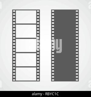 Set di frame di pellicola icone nel design piatto. Illustrazione Vettoriale. La striscia del film icona, isolata. Illustrazione Vettoriale