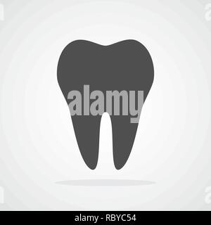 Icona del dente in stile appartamento. Illustrazione Vettoriale. Grigio icona dente isolato. Illustrazione Vettoriale