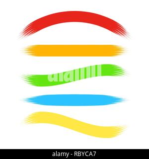 Dipinto a mano i tratti di pennello isolato. Illustrazione Vettoriale. Colorate spazzole grunge Illustrazione Vettoriale