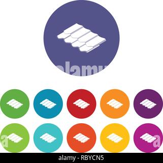 Piastrella in metallo set di icone a colori del vettore Illustrazione Vettoriale