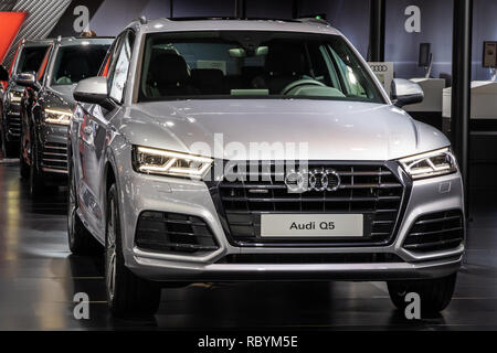 Bruxelles - Jan 10, 2018: Nuova Audi Q5 Auto SUV presentati all Expo di Bruxelles Autosalon motor show. Foto Stock