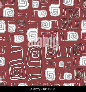 Modello senza cuciture con graziosi lumache. Sfondo del vettore. Illustrazione Vettoriale