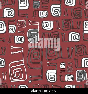 Modello senza cuciture con graziosi lumache. Sfondo vettoriale, Pattern. Illustrazione Vettoriale