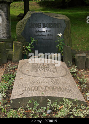 Städtischer Nikolaifriedhof mit Grabstätte von Jacob Böhme, Görlitz, Sachsen, Deutschland, Europa | cimitero comunale, Nikolaifriedhof con grave yard Foto Stock