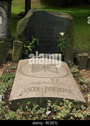 Städtischer Nikolaifriedhof mit Grabstätte von Jacob Böhme, Görlitz, Sachsen, Deutschland, Europa | cimitero comunale, Nikolaifriedhof con grave yard Foto Stock