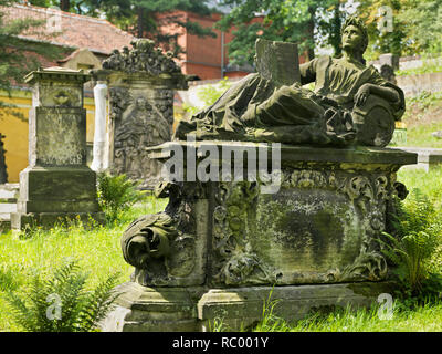 Städtischer Nikolaifriedhof mit Grabstätte von Jacob Böhme, Görlitz, Sachsen, Deutschland, Europa | La chiesa di San Nicola a cimitero comunale, Nikolaifr Foto Stock