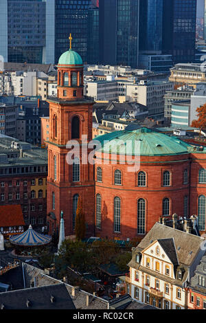 Vista aerea della Paulskirche (chiesa di San Paolo) chiesa protestante in Paulsplatz nella zona centrale di Francoforte Foto Stock