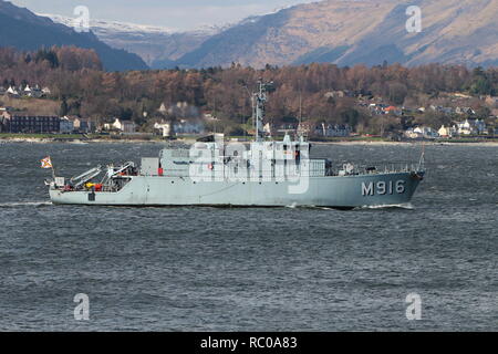 BNS Bellis (M916), un fiore-class minehunter belga della Marina Militare, sul suo viaggio in entrata per esercitare congiuntamente il guerriero 14-1. Foto Stock