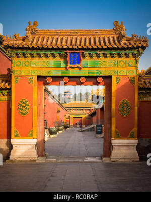 La Città Proibita è un complesso di palazzo nel centro di Pechino, Cina. Foto Stock